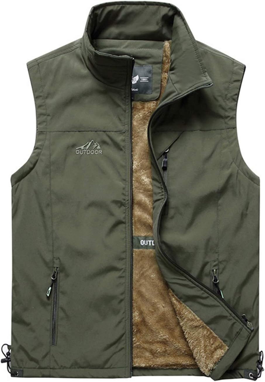 Gihuo Men's Sherpa Lined Fleece Vest Winter Fishing Travel Utility Vest Gilet Ar...