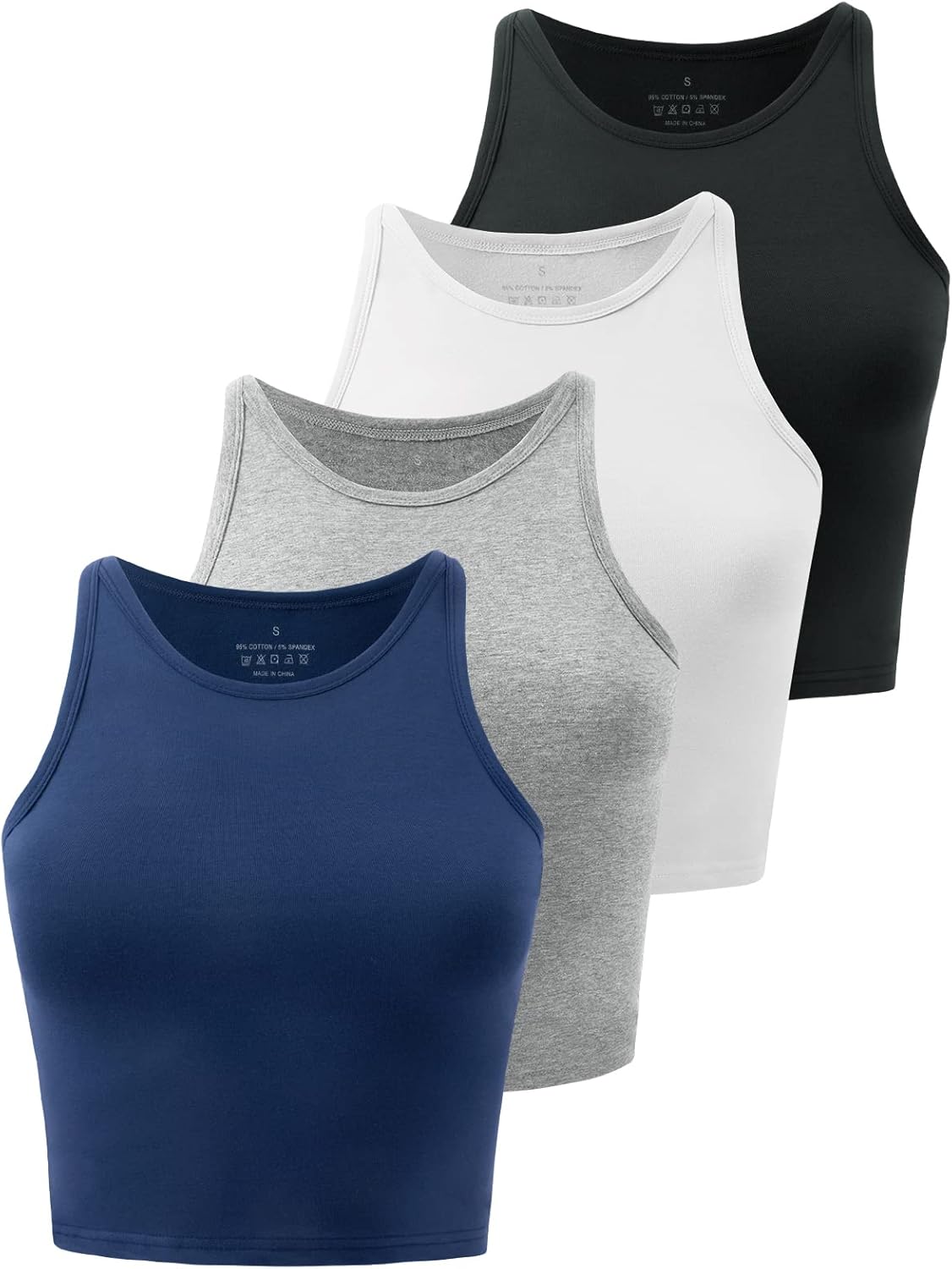 Kole Meego Crop Tops For Women Workout Cropped Tank Top High Neck Camisole Yoga...