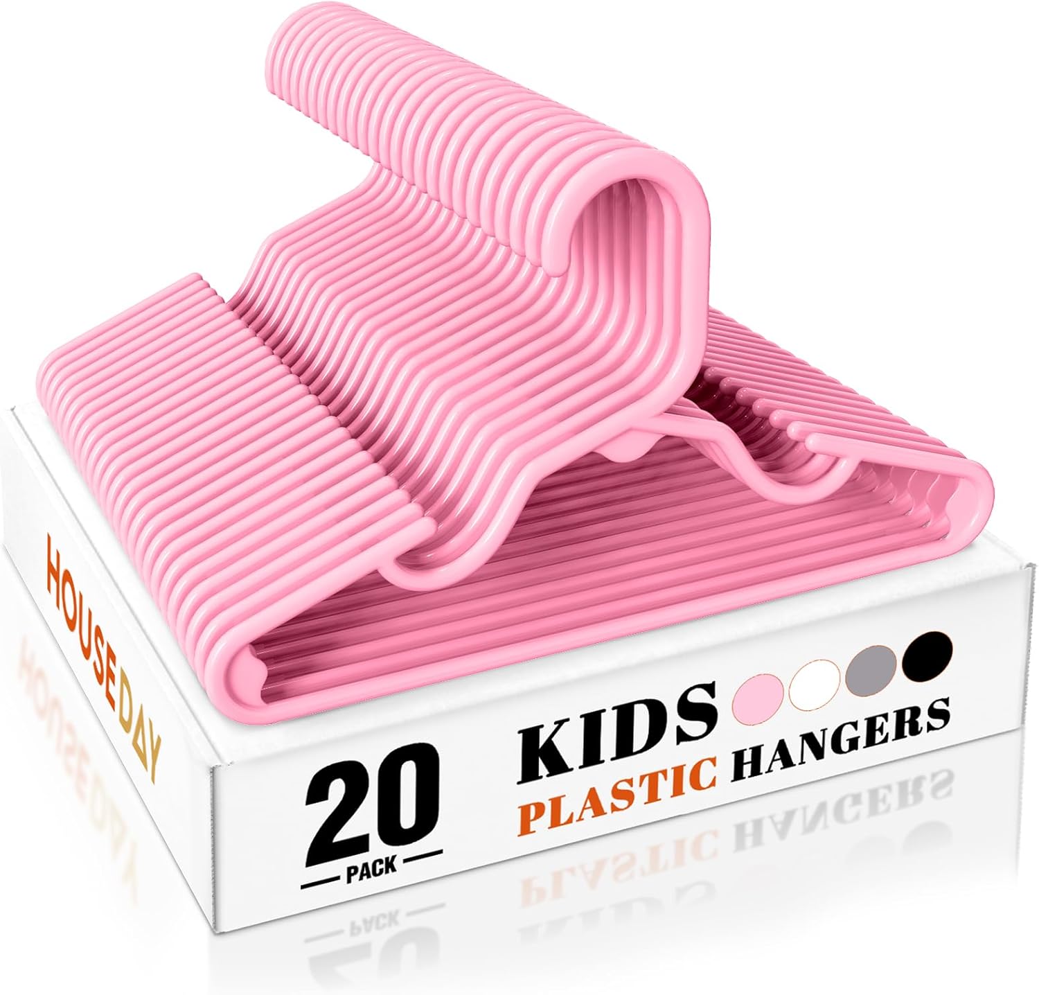 HOUSE DAY Premium Baby Hangers 20 Pack, 11 Inch Kids Plastic Hangers Pink, Slim...