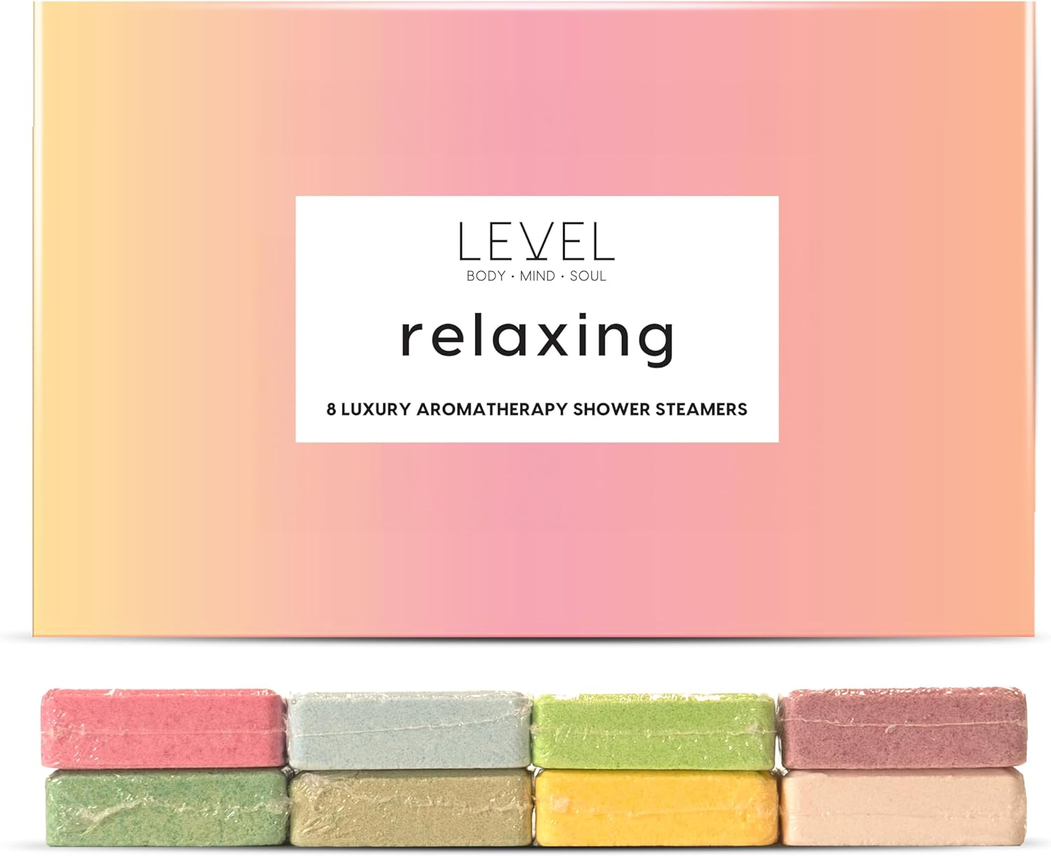 Level Body Mind Soul - Aromatherapy Shower Steamers, Relaxing - 8 Pack - Birthda...