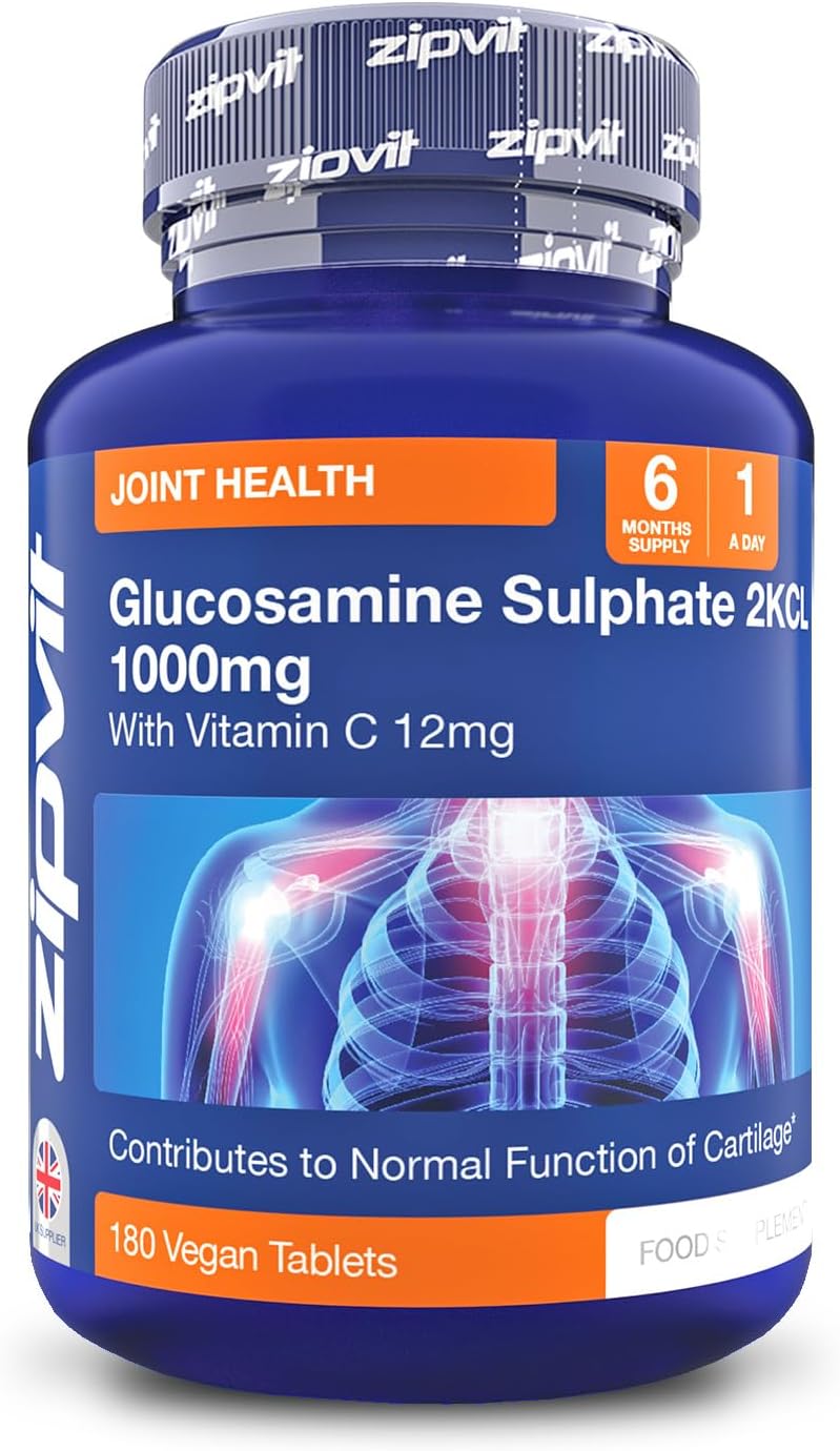 Zipvit Glucosamine Sulphate 2KCl 1000mg with Vitamin C, 180 Vegan Tablets, Suppo...