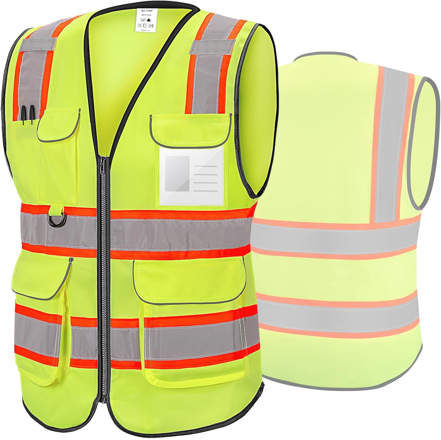 TICONN Reflective Safety Vest High Visibility Class II Mesh Vest for Women & Men...