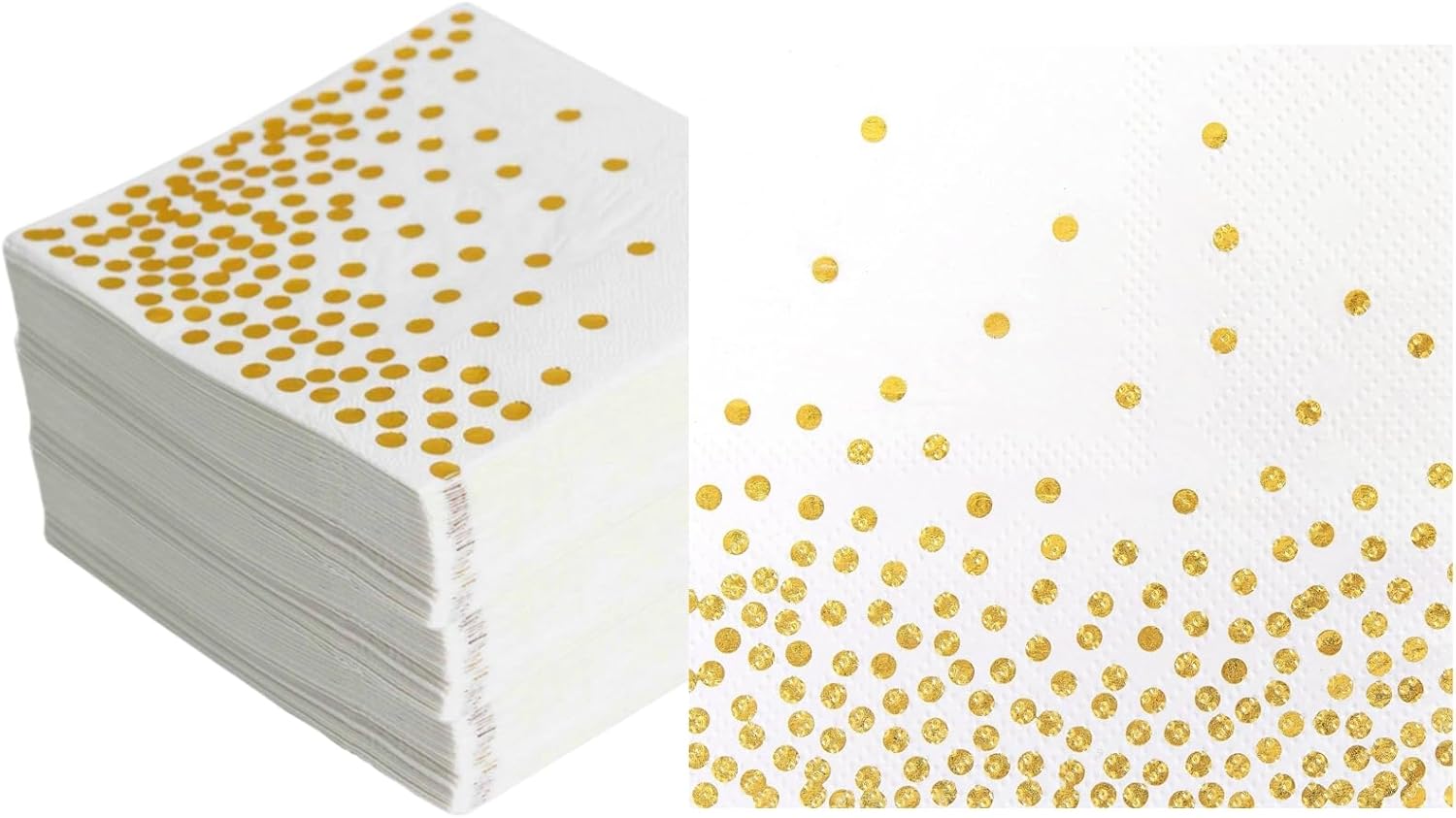 Napkins 100 Pack, CEILIWEN White and Gold Napkins Gold Serviettes Napkins, 33x33...