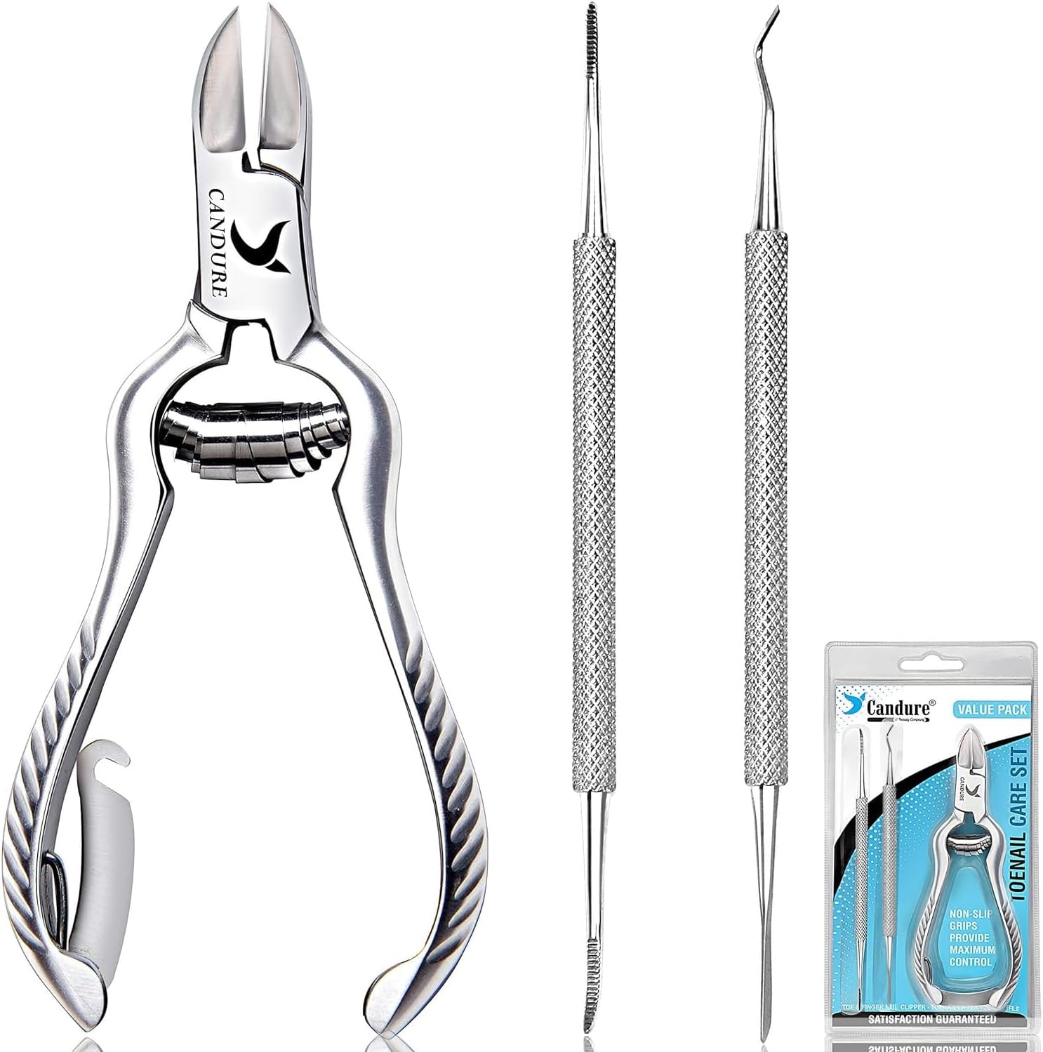 Candure Nail Clippers Cutters Nippers for Thick Toenails Plus Nail Clippers for...