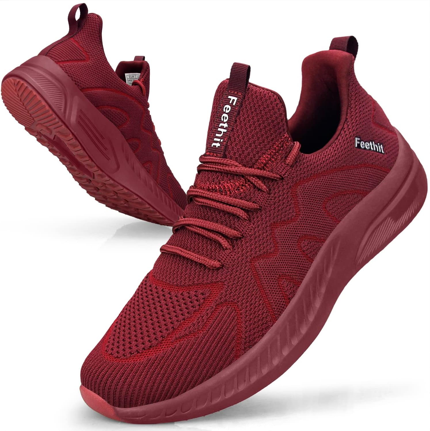 Feethit Mens Non Slip Walking Sneakers Lightweight Breathable Slip on Running Sh...
