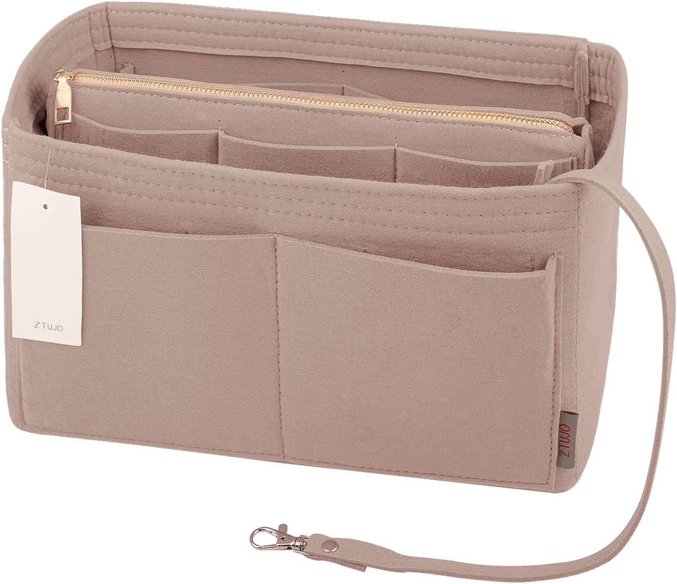 ZTUJO Purse Organizer Insert, Felt Bag Organizer with Metal Zipper, Handbag & To...