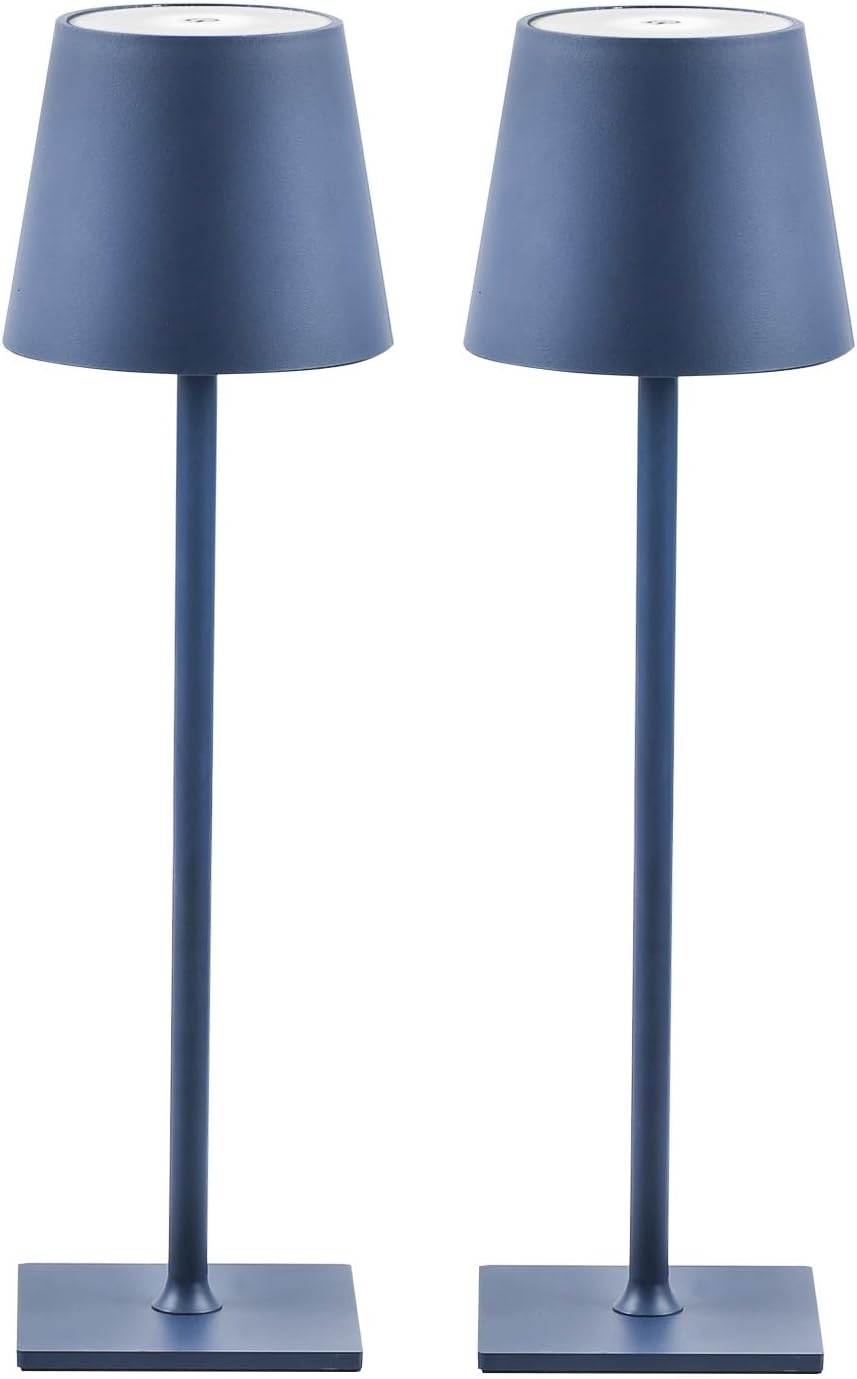 2 Pack Cordless Table Lamps, 3 Colors Stepless Dimming, 5000mAh Rechargeable Bat...