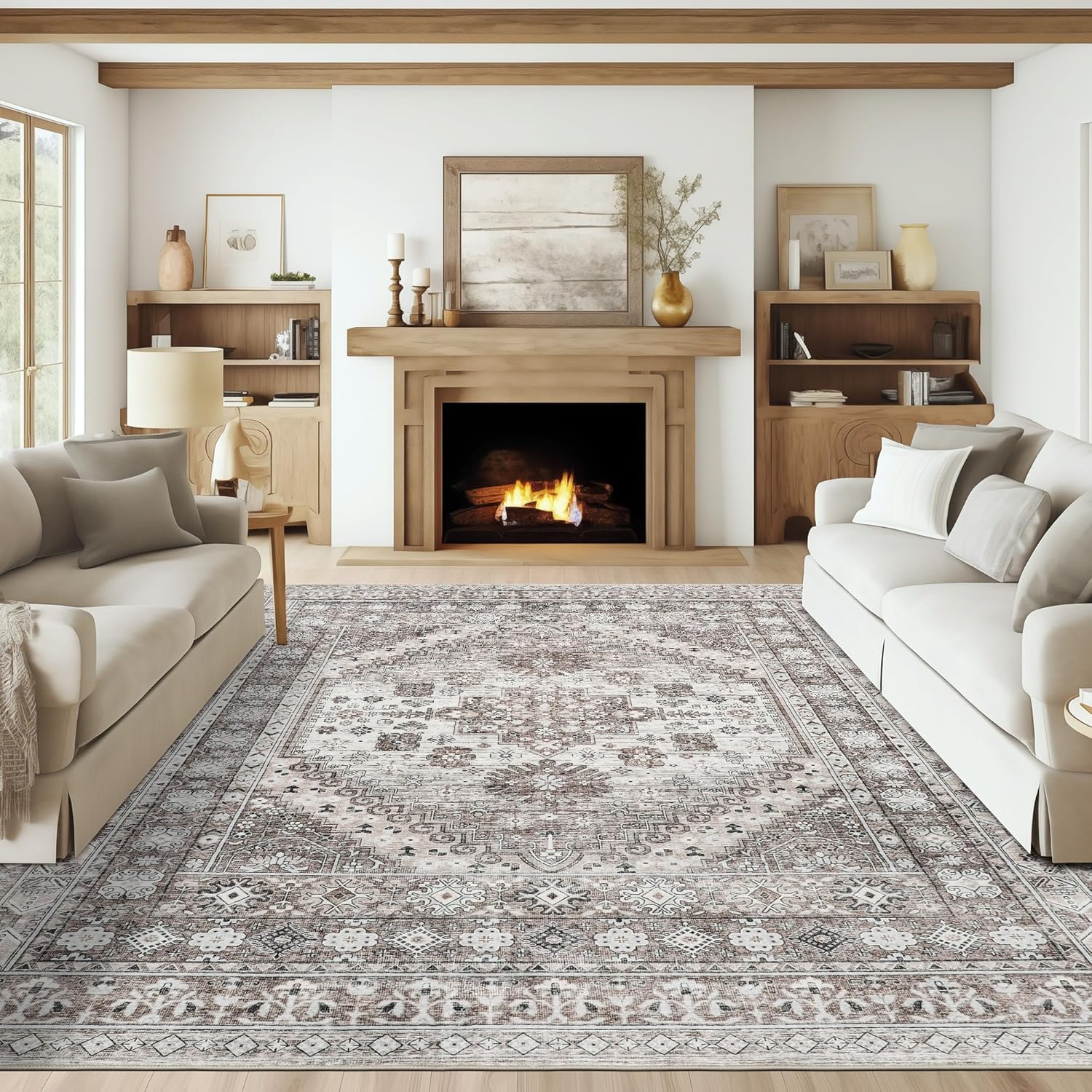Washable Rug 8x10 Area Rugs for Living Room - Stain Resistant Non-Slip Backing R...