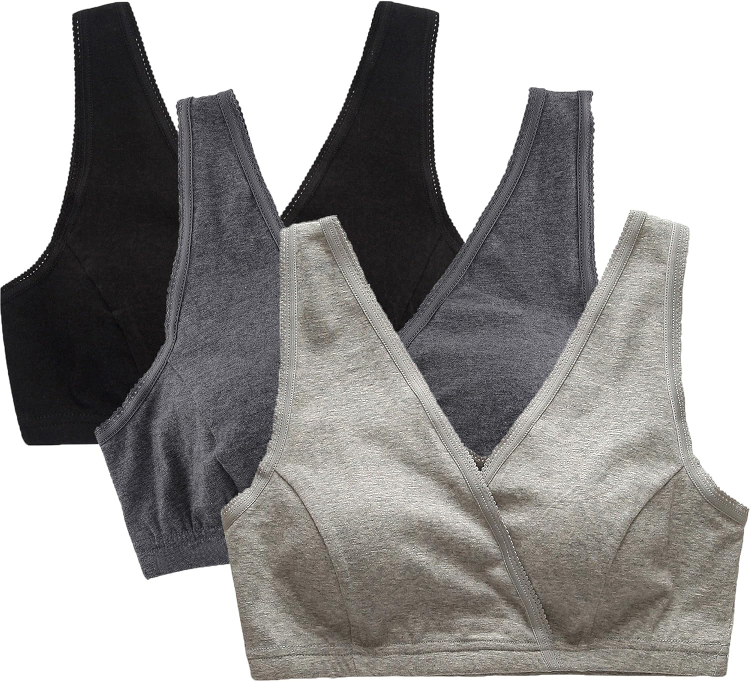 CAKYE 3 Pack Maternity Nursing Sleep Bra Breastfeeding Cotton Bralette X-Large B...