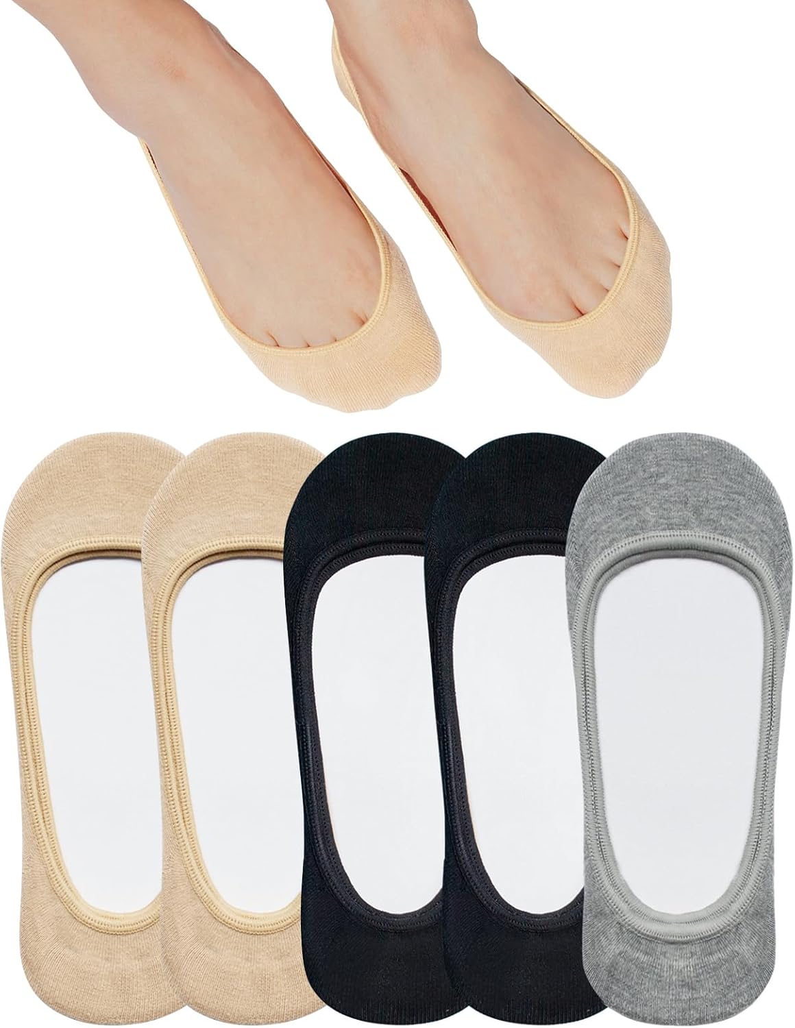 SIXDAYSOX No Show Socks Women for Flats 4 to 8 Pac...