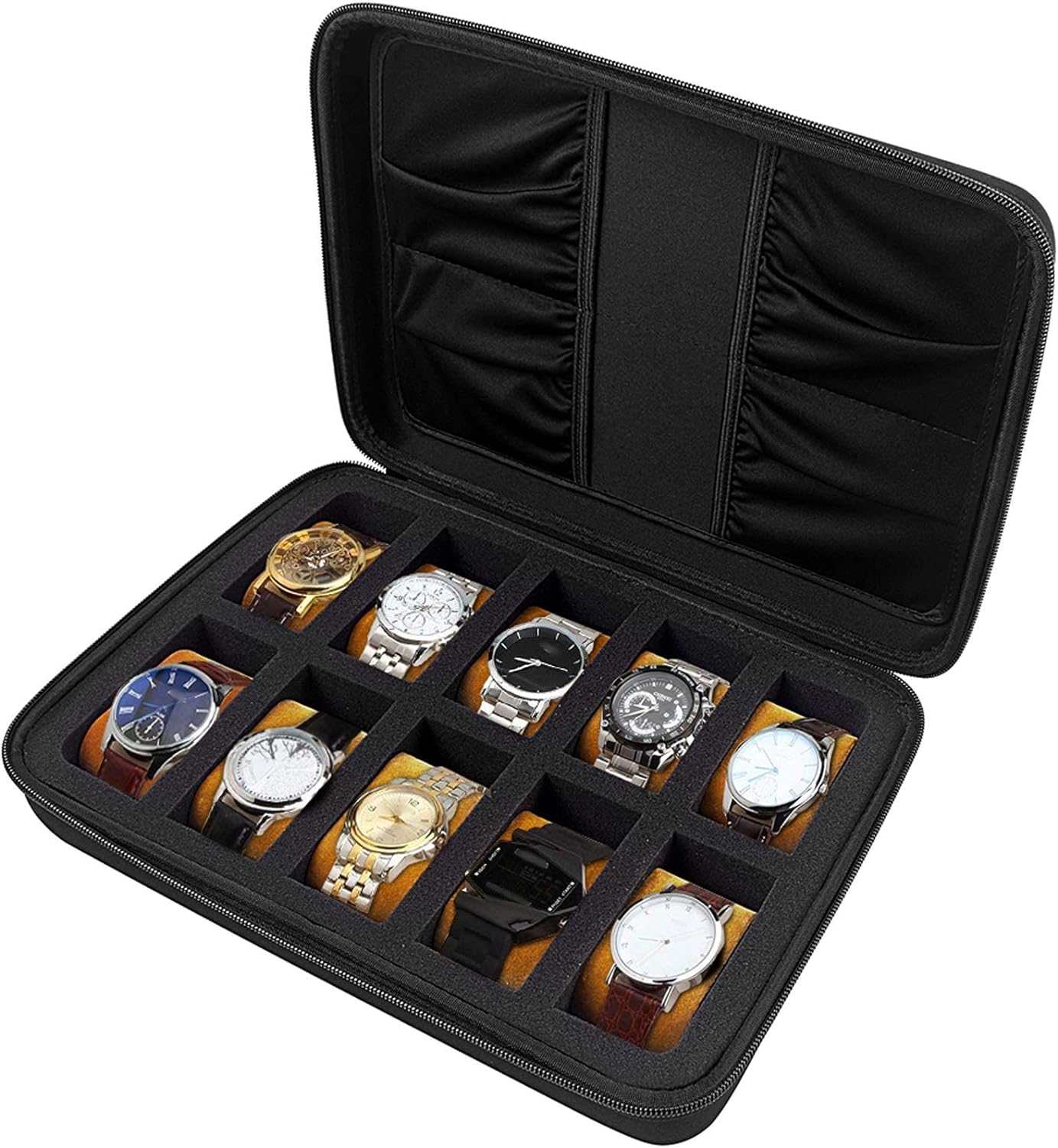 COMECASE 10 Slots Watch Box Organizer/Men Watch Display Storage Case Fits All Wr...