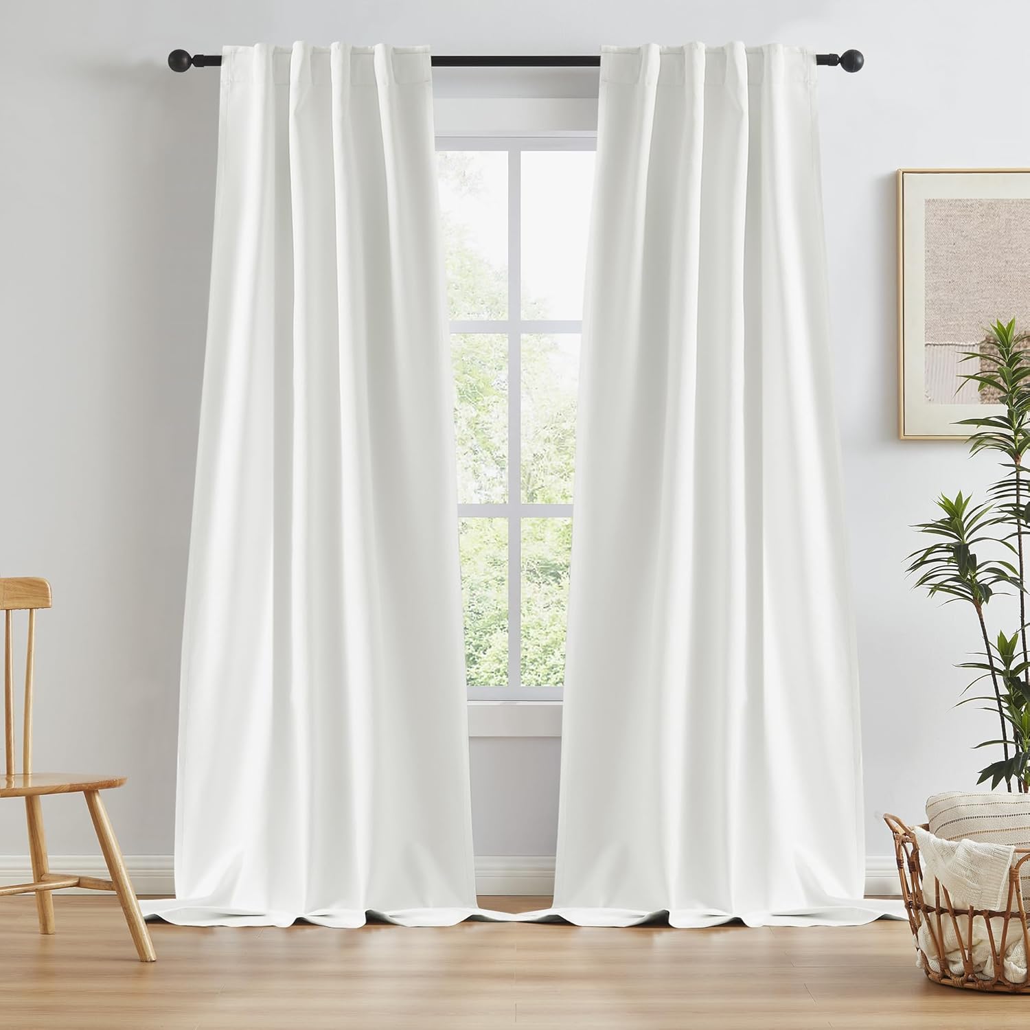 KEQIAOSUOCAI Natural Blackout Curtains 100 Inch Length 2 Panels, Boho Farmhouse...