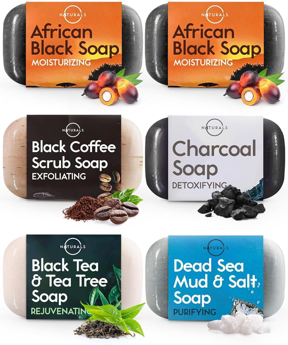 O Naturals 6pack Moisturizing Black Soap - Natural Soap Bar - Body Soap Bars, Fa...