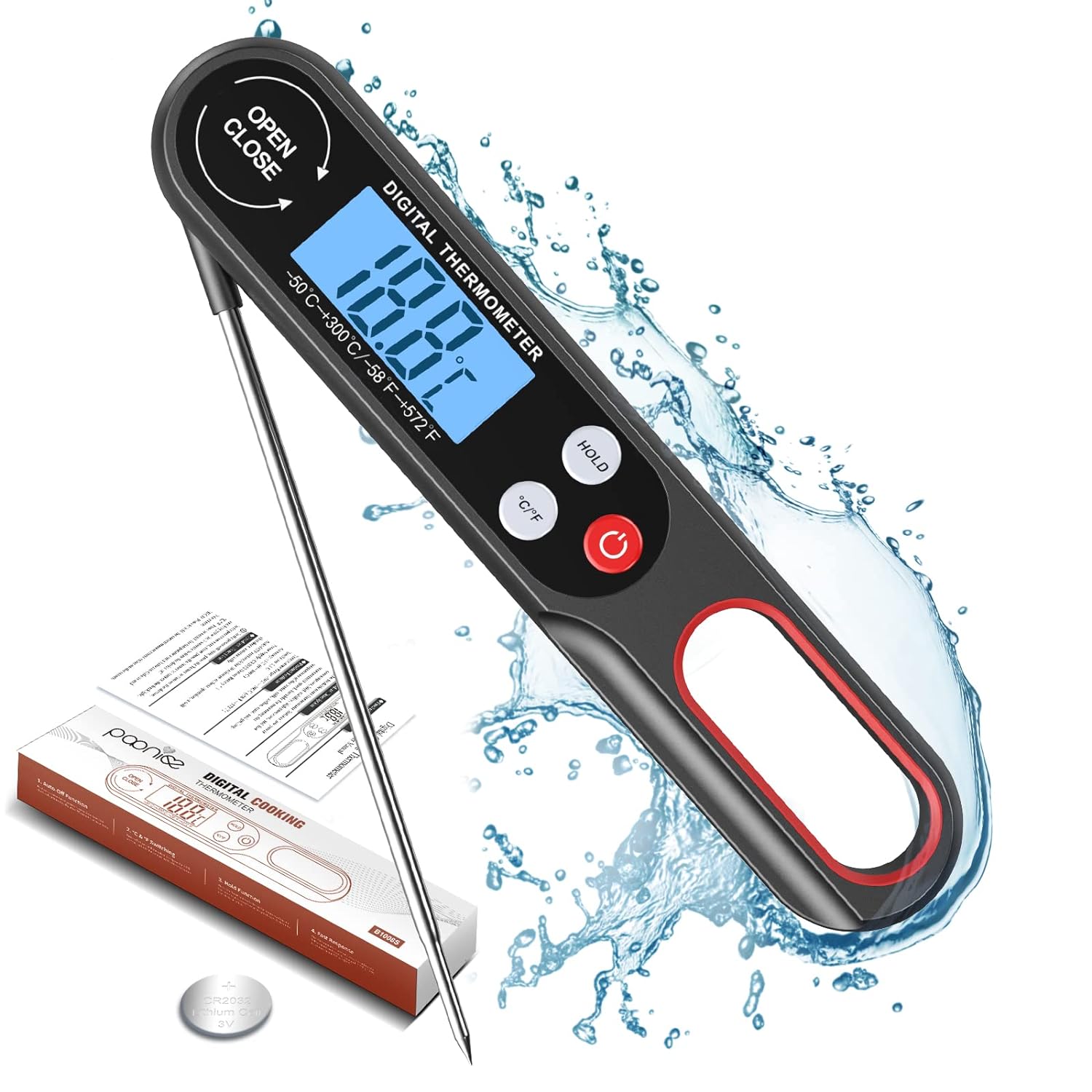 Digital Meat Thermometers for Air Fryers Cooking, Food Thermometer Instant Read...