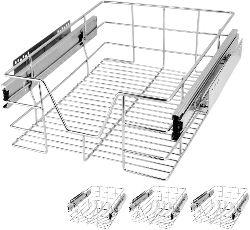 CASARIA® 4x Pull Out Telescopic Kitchen Drawer | For 30cm Units - 26cm Internal...
