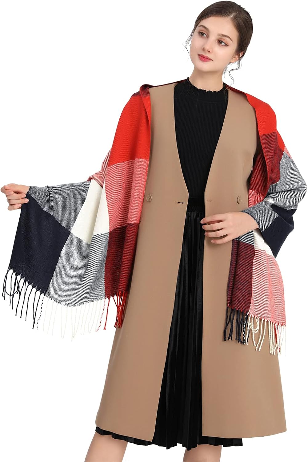 Miss Lulu Women Scarves Winter Long Soft Warm Tartan Check Wraps Wool Spinning T...