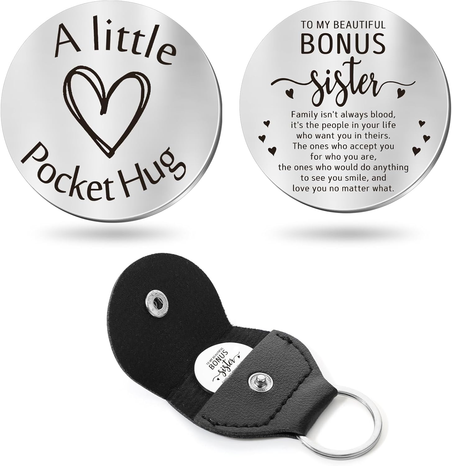 Sureio Pocket Hug Token Long Distance Relationship Keepsake Stainless Steel Doub...