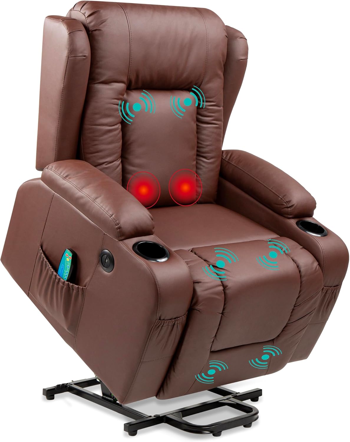 Best Choice Products PU Leather Electric Power Lift Chair, Recliner Massage Chai...