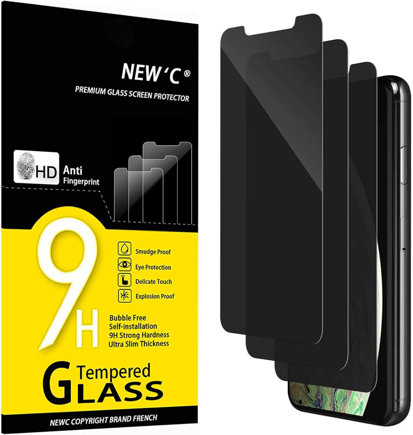 NEW'C 3 Pack Privacy Screen Protector for iPhone 11 Pro Max, iPhone XS Max (6.7"...