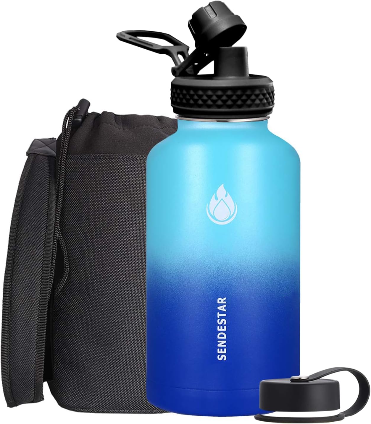 SENDESTAR 64 oz Water Bottle Double Wall Vacuum Insulated Leak Proof Stainless S...