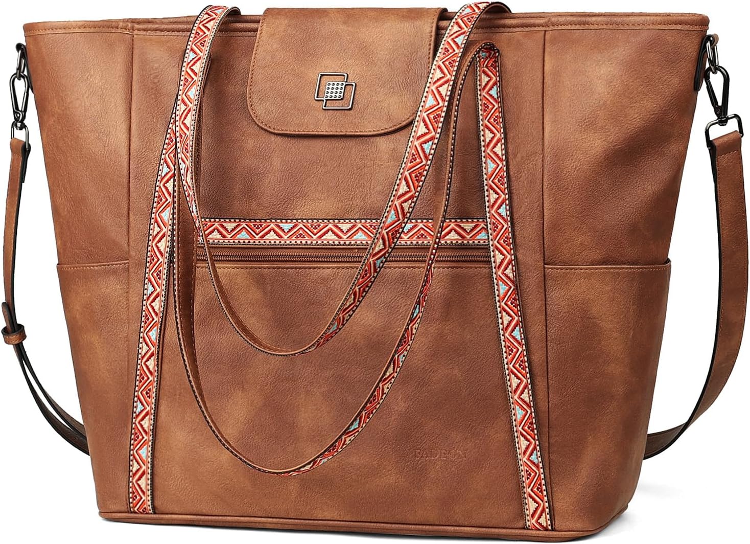 FADEON Large Laptop Tote Bag for Women Designer Leather Laptop Bag Fashion Trave...