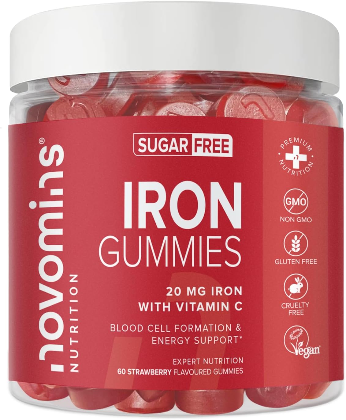 Iron Gummies with Vitamin C - Sugar Free & Vegan - Iron Supplements for Women &...