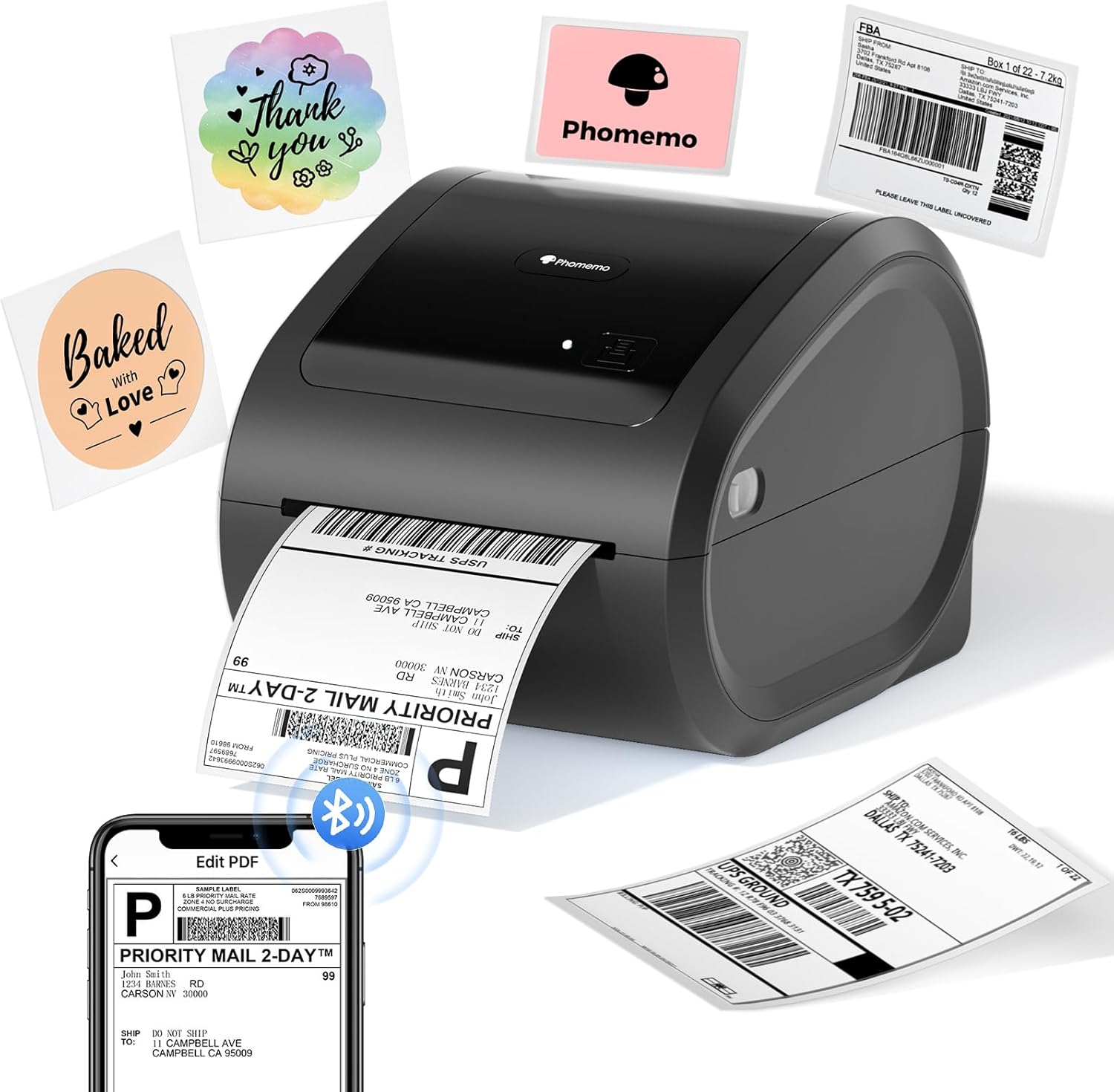 Phomemo Bluetooth Thermal Label Printer,D520BT Shipping Label Printer 4x6 Wirele...