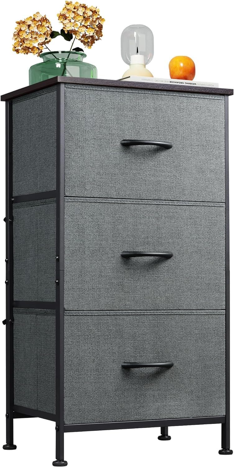 WLIVE Chest of Drawers, 3 Fabric Drawers Cabinet with Easy Pull Handle, Wood Top...