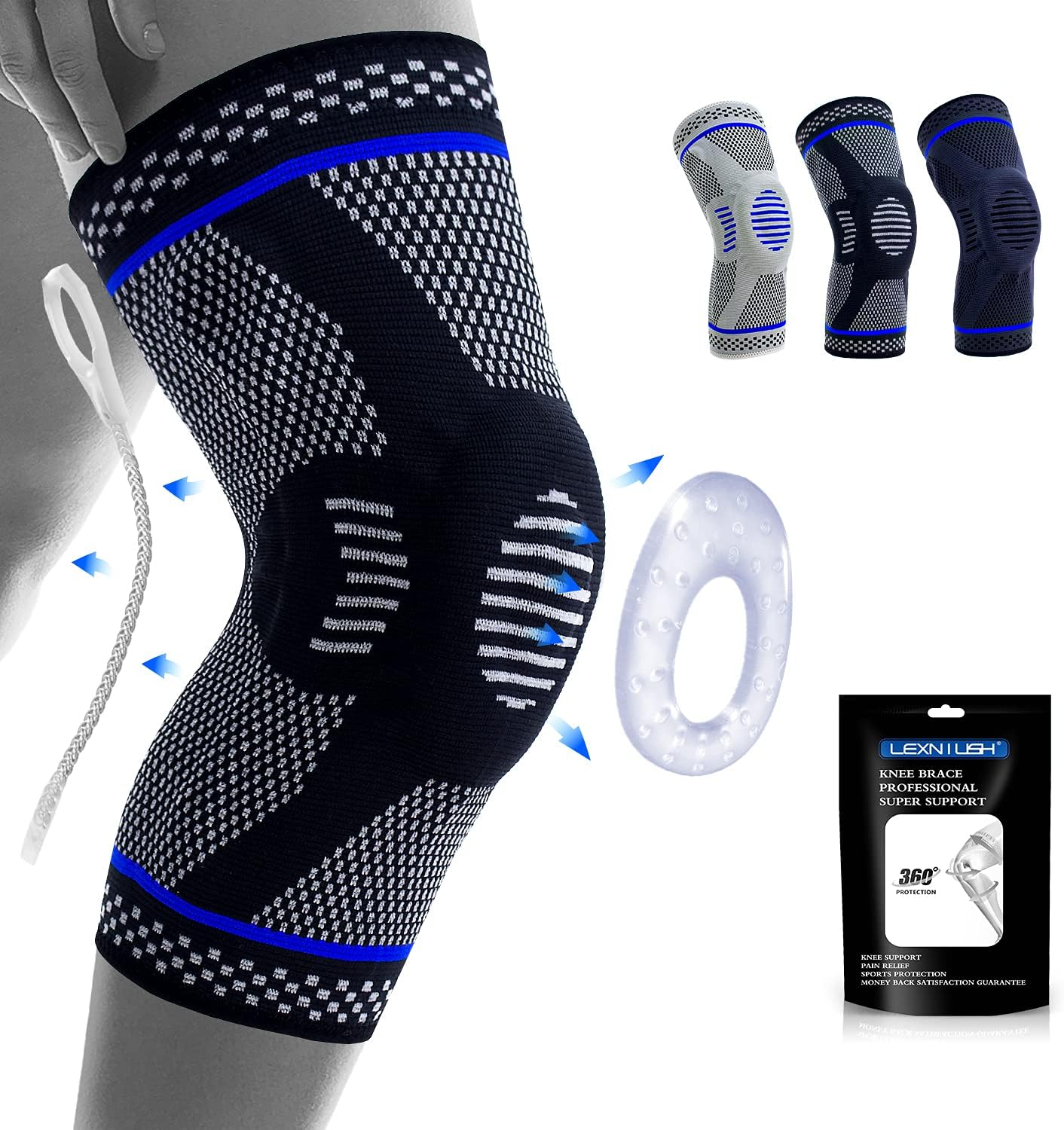 Professional Knee Support for Men/Women, Anti Slip Knee Brace Compression Sleeve...