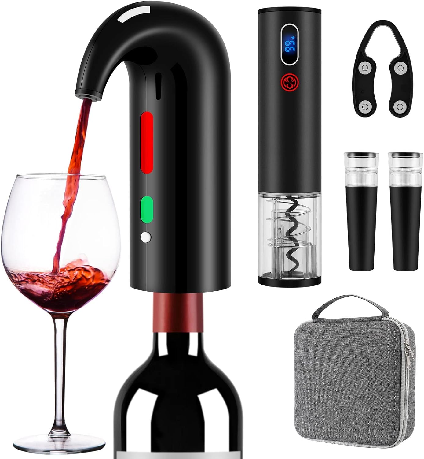 Wine Opener Day Gift Set with Electric Wine Bottle Opener, Wine Decanter&Wine Ae...