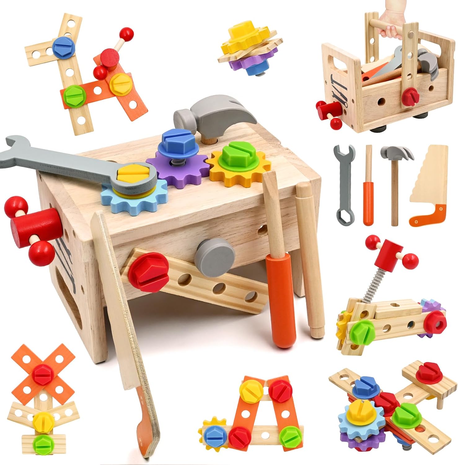 AiTuiTui Wooden Kids Tool Set Boys Girls Toys Age 2 3 4, 29 Pcs Montessori Woode...