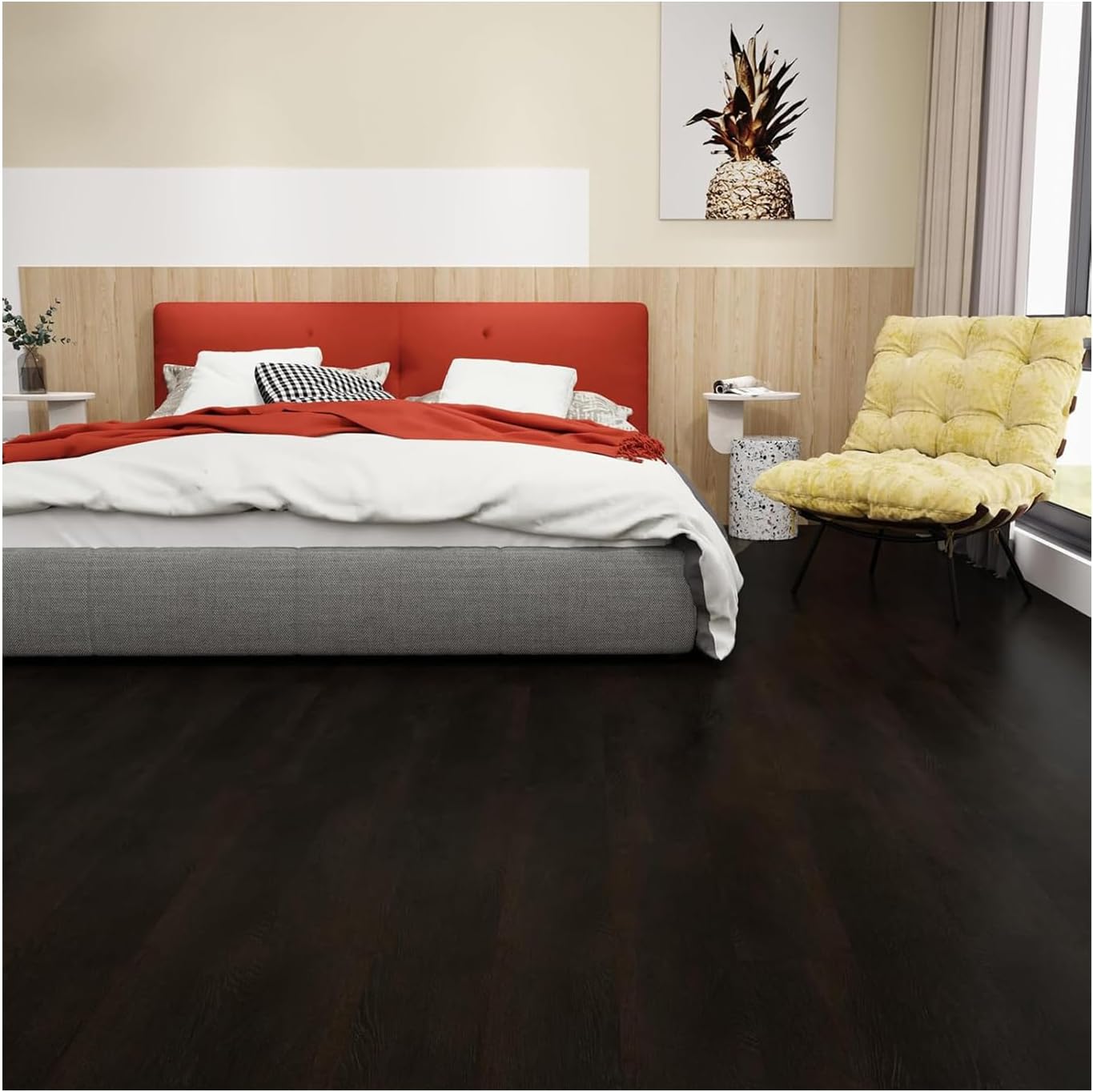 FLOREXP Vinyl Flooring - Lino Flooring with Dark Poplar Effect,Peel & Stick Floo...