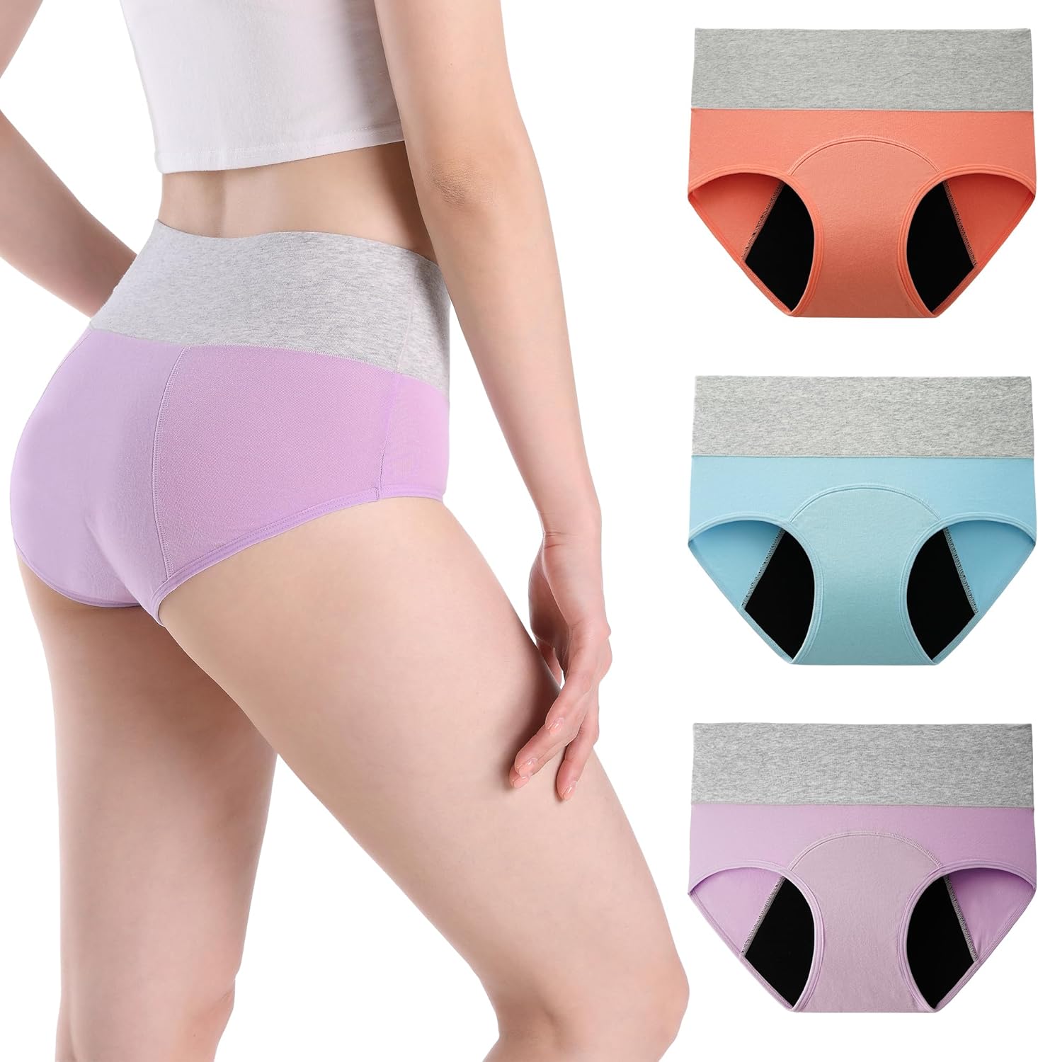 INNERSY Women Period Pants High Waist Postpartum Underwear Leakproof Menstrual K...