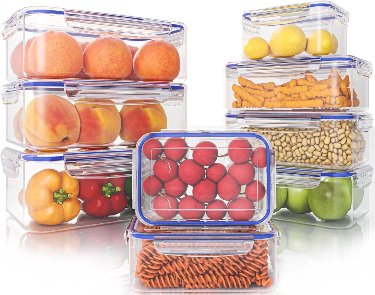 KICHLY Plastic Airtight Food Storage Containers - Plastic Food Containers with L...