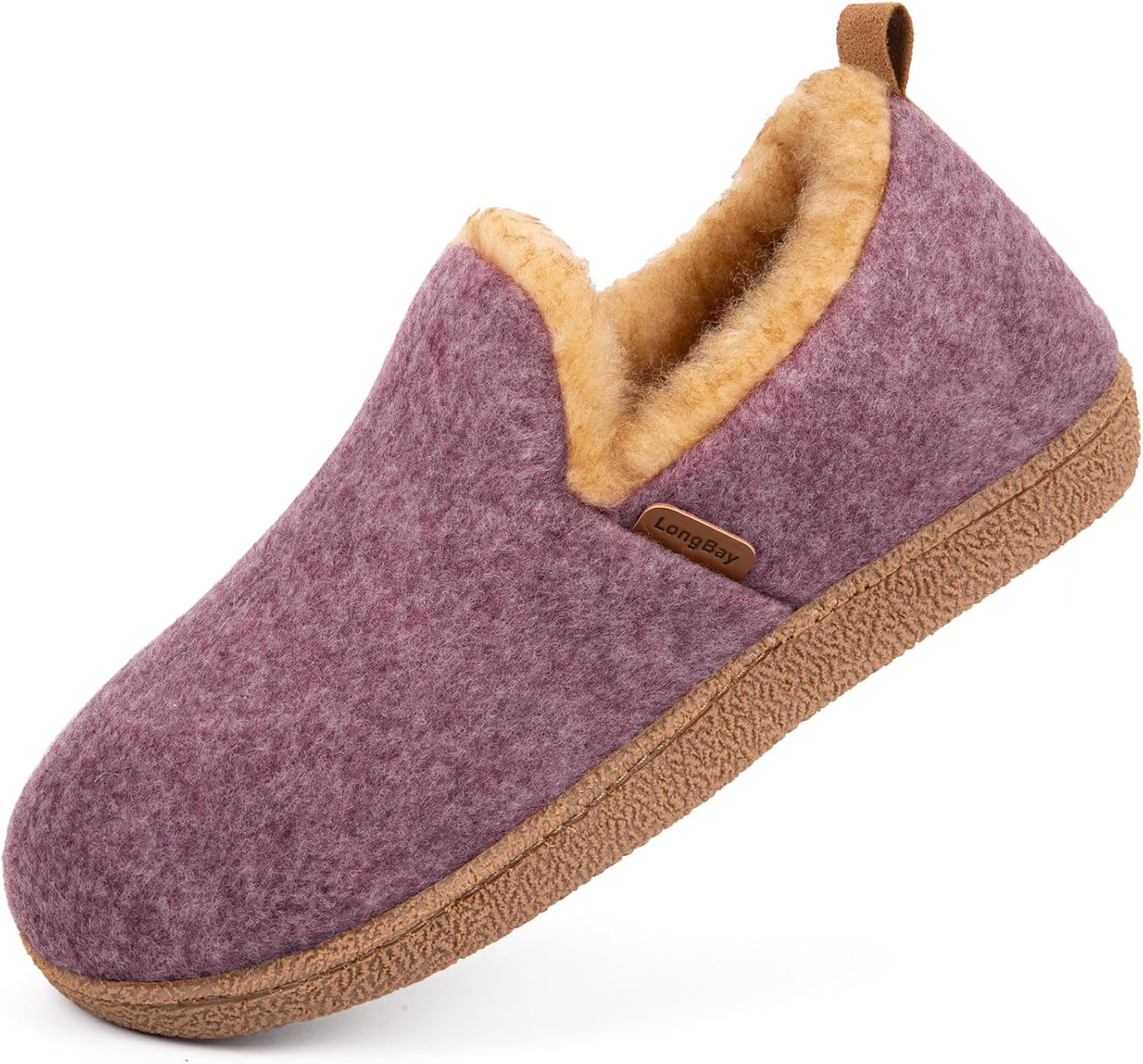 LongBay Women's Felt Bootie Slippers Warm Cozy Memory Foam Slipper Boots with Po...