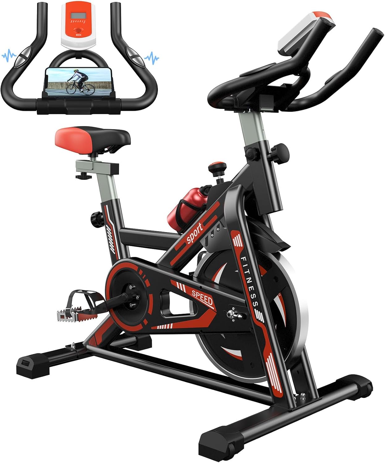 Jupgod Stationary Exercise Bike, Indoor Cycling Bike with Slient Flywheel, LCD M...