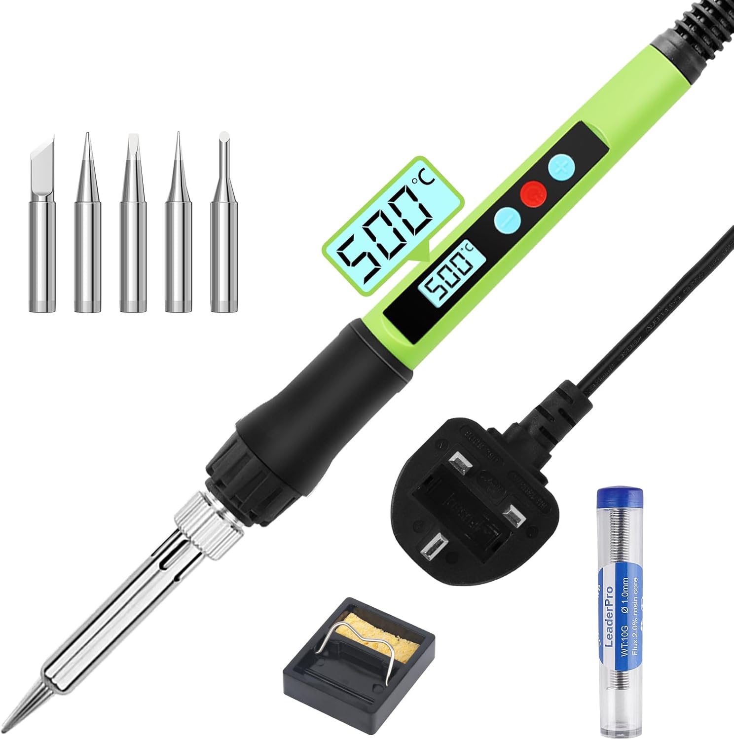 LeaderPro 100W LED Soldering Iron Kit, Adjustable & Lockable Temp 180-500°C, ON/...