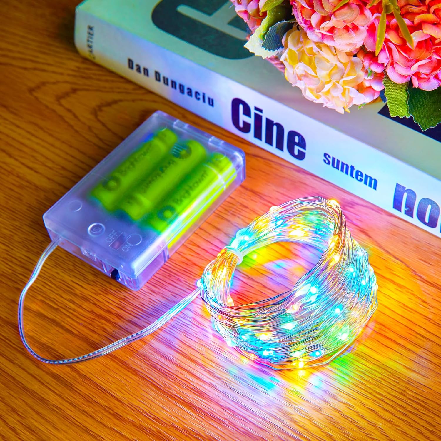 Fairy Lights, 2 Pack 100 LED Battery Operated String Lights Silver Wire Light fo...
