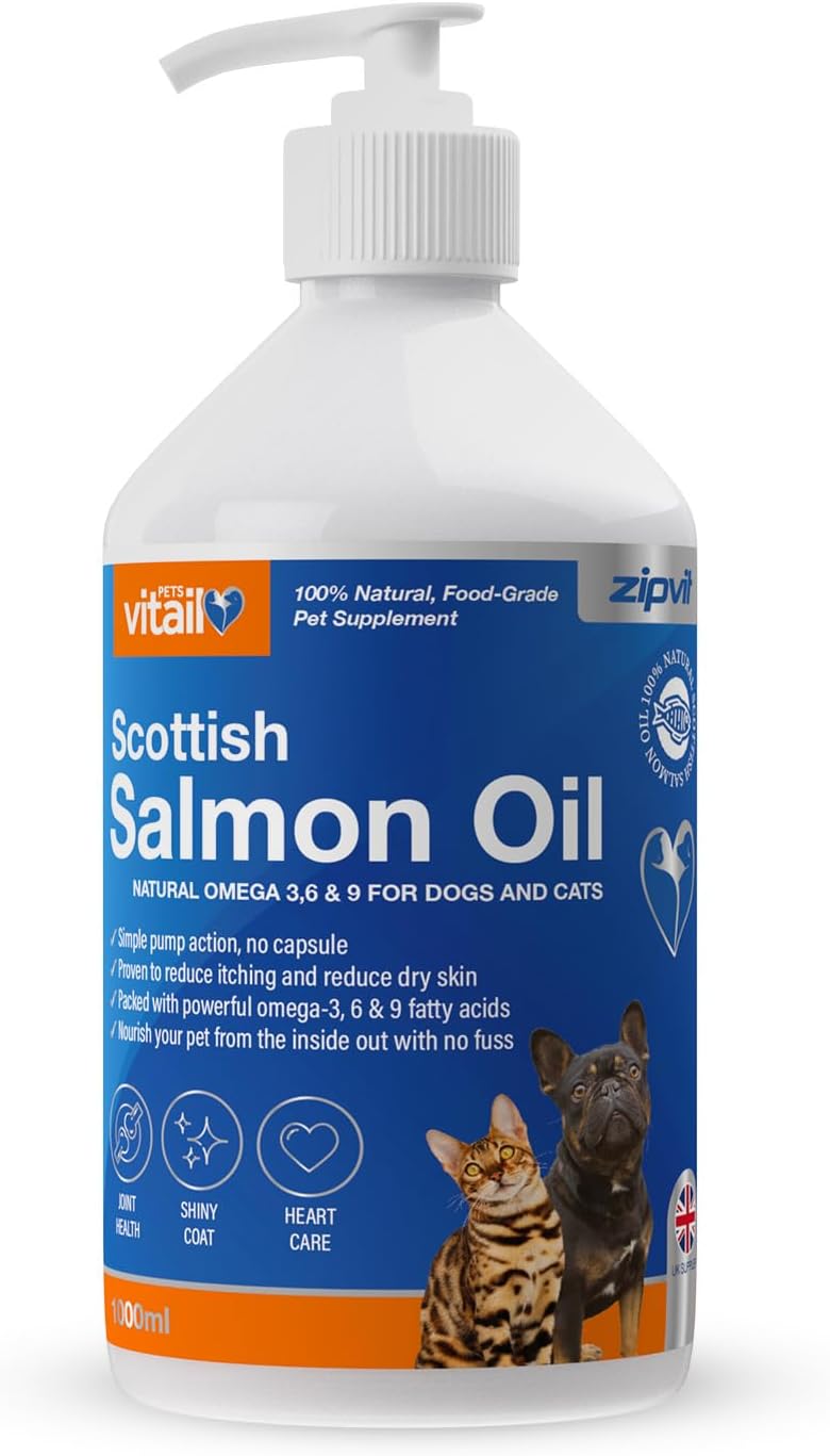 Zipvit Salmon Oil for Dogs 1 Litre, 100% Pure Scottish Salmon Oil. Natural Omega...