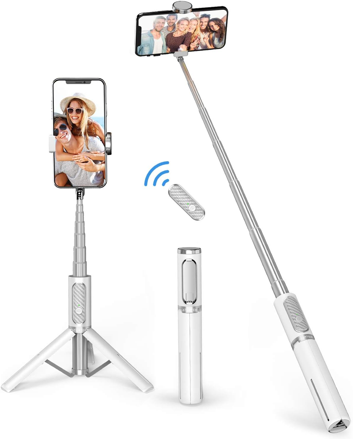 ATUMTEK Selfie Stick Tripod, Extendable 3 in 1 Aluminum Bluetooth Selfie Stick w...