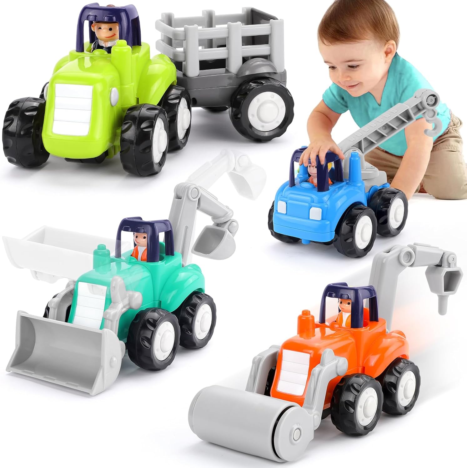 Toy Cars for 1 Year Old Boy, Inertia Toy Trucks, Early Educational Boy Toys Baby...
