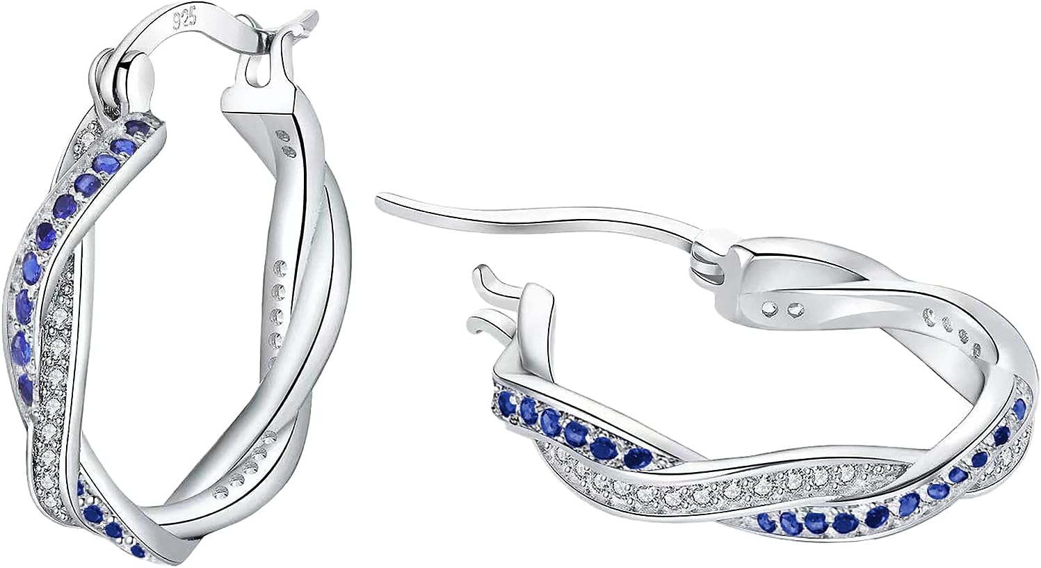 FUNTE® Silver Hoops Earrings for Women - 925 Sterling Silver Hoop Earrings,Hoop...