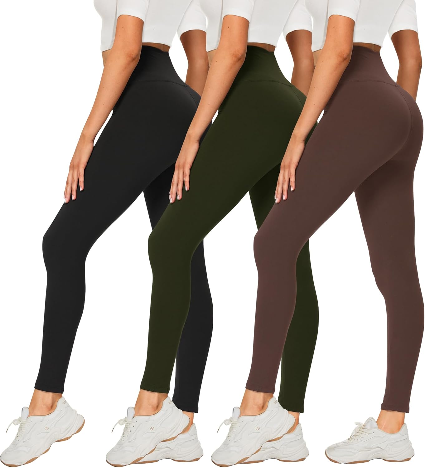 DDOBB 3 Pack Leggings for Women High Waisted Black Leggings Tummy Control Stretc...