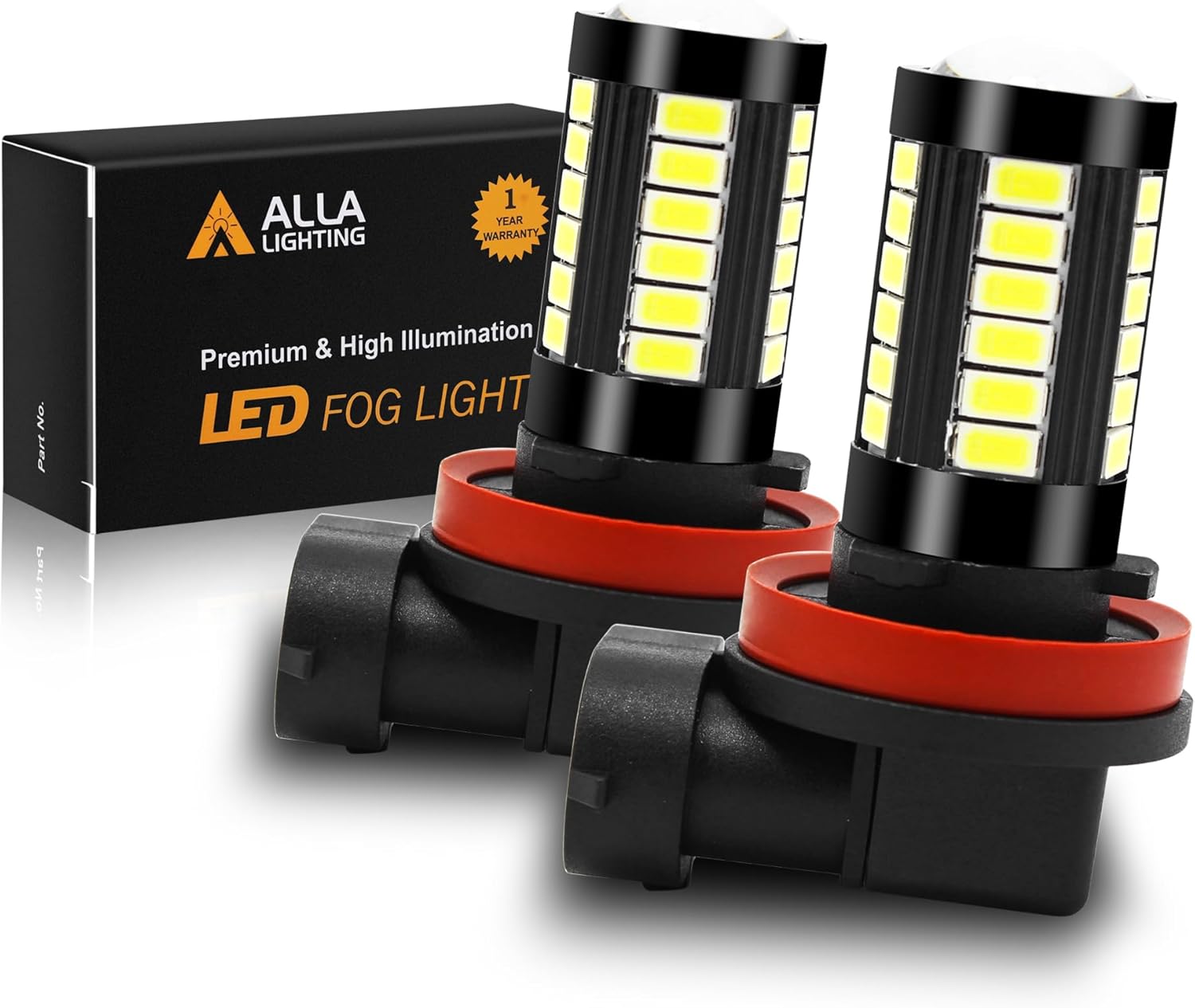 Alla Lighting Super Bright H8 H11 LED Fog Lights Bulbs or DRL, 6000K Xenon White...