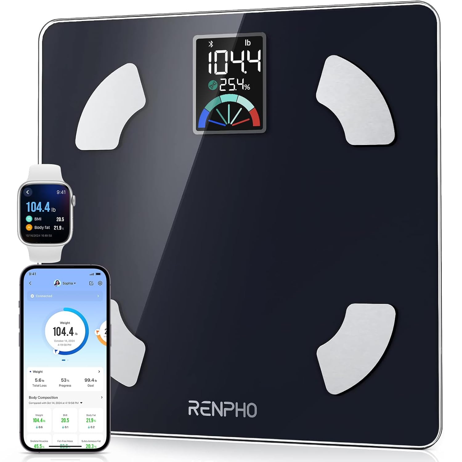 RENPHO Scale for Body Weight and BMI, Large VA Scr...