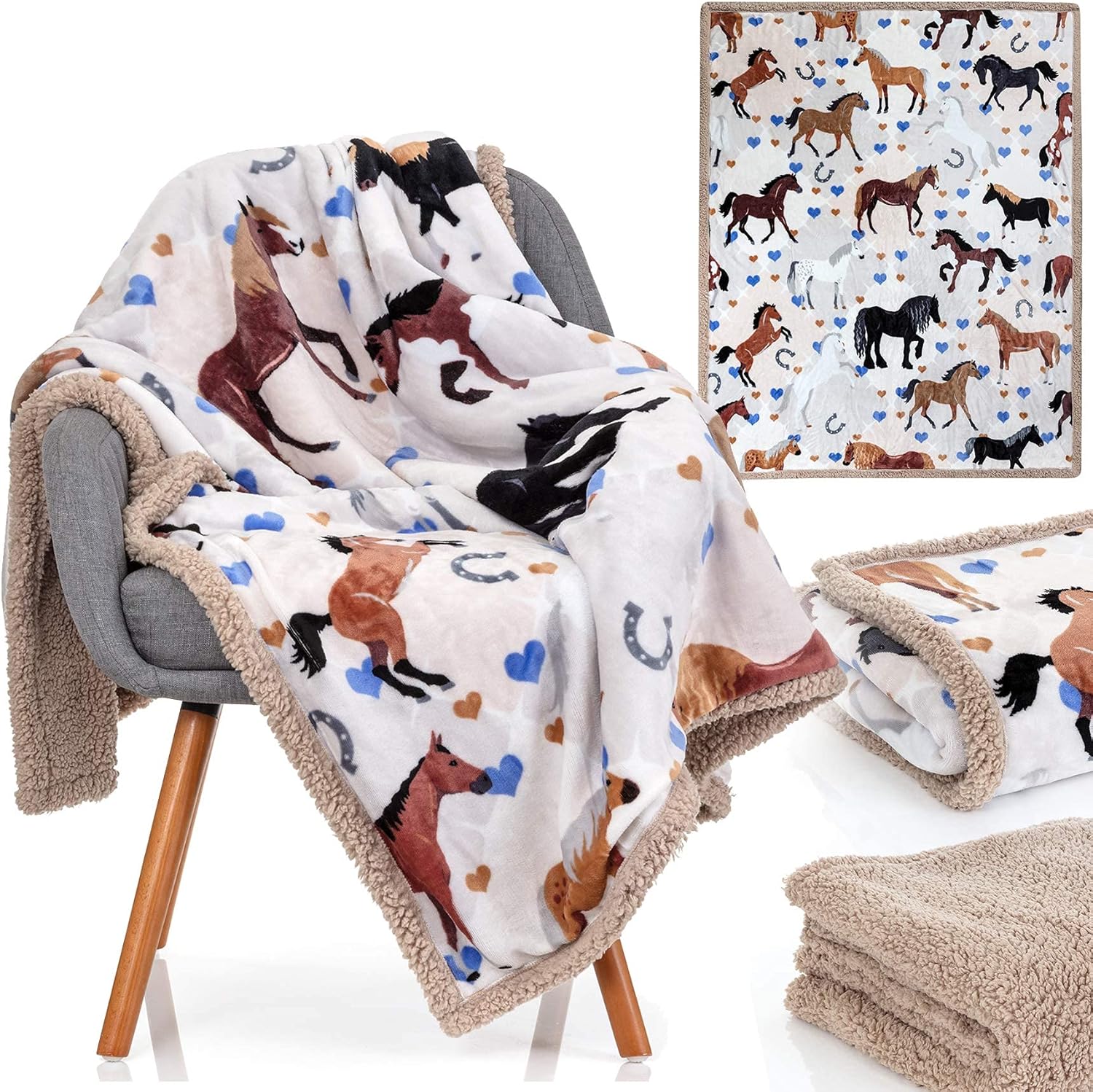 Horse Blanket for Girls - Ideal Horse Gifts for Girls - Soft & Cozy 50x60 inch H...