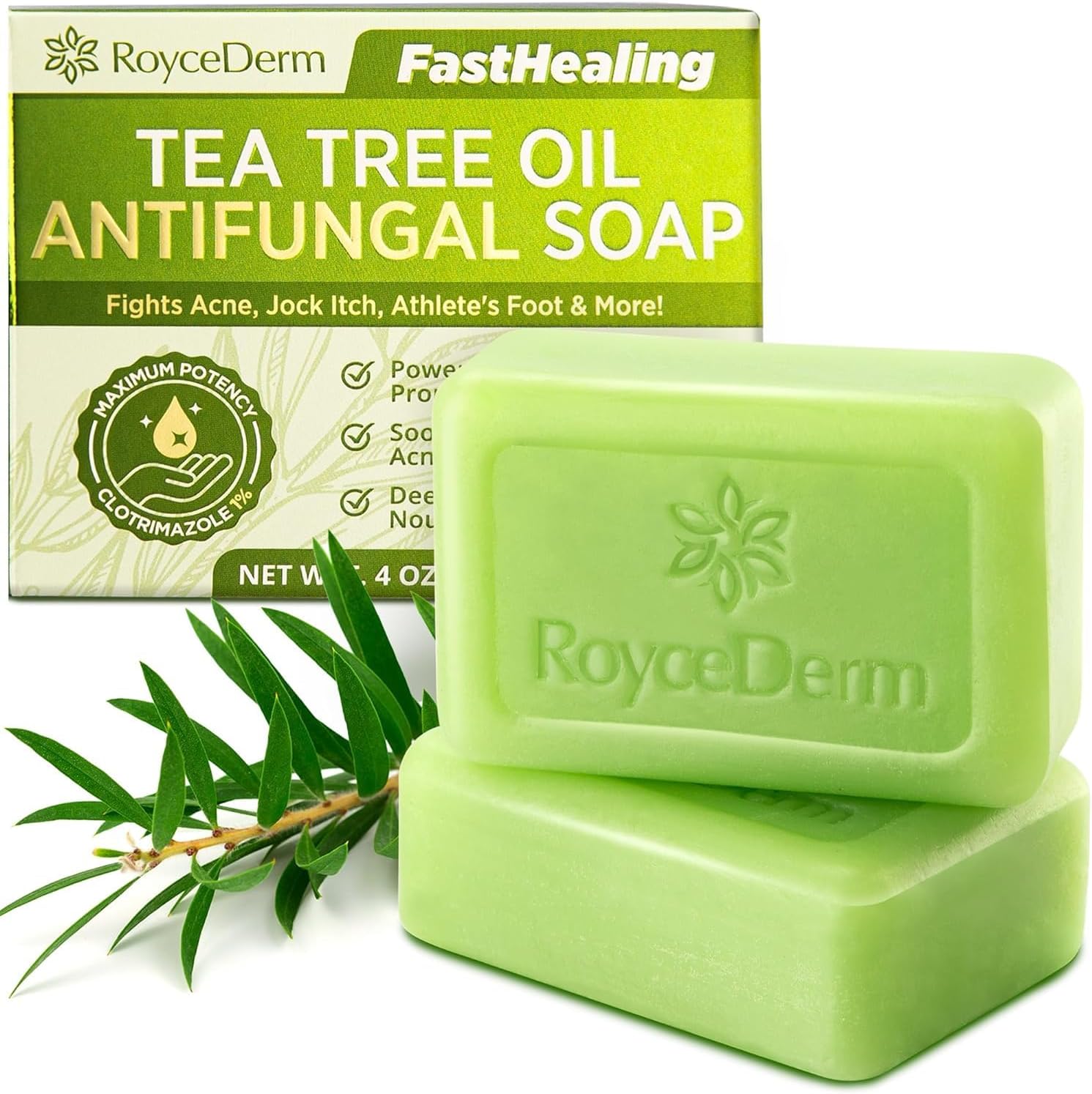 RoyceDerm Tea Tree Oil Soap - Helps for Athlete's Foot Tinea Versicolor Ringworm...