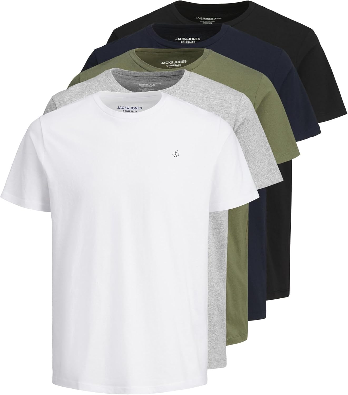 JACK & JONES Mens Noa T-Shirt Plus Size M White/Detail:packed W. All Colors