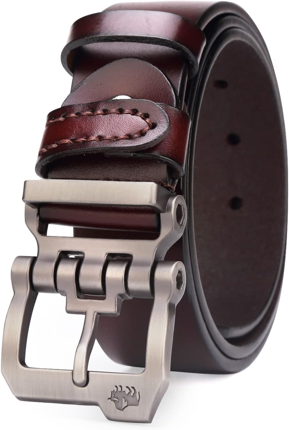 BISON DENIM Men's Belt - Leather Waistband with Anti-Scratch Pin Great for Jeans...