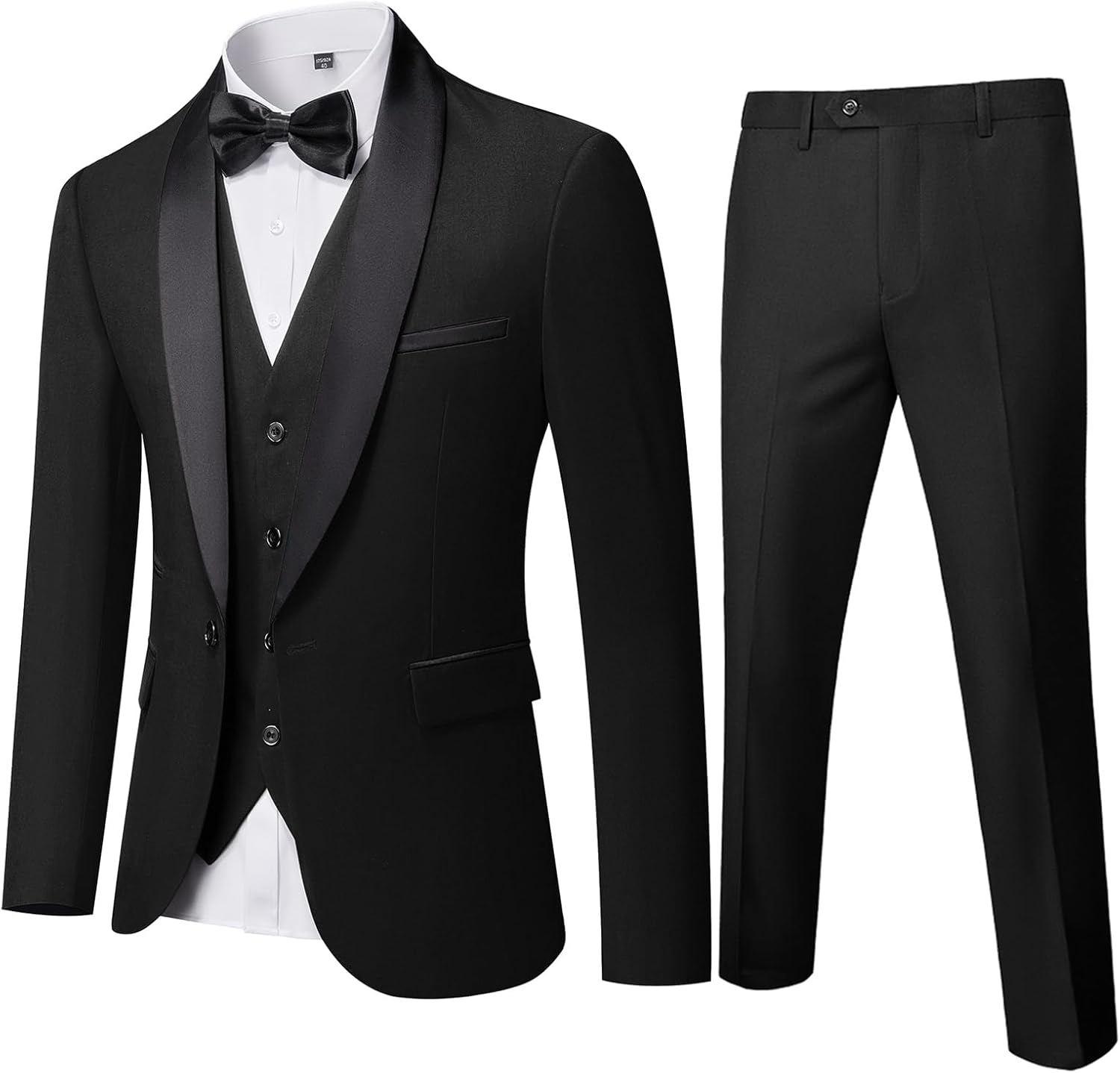 MYS Mens 3-Piece Suit Shawl Lapel One Button Tuxedo Winter Fabric Slim Fit Premi...